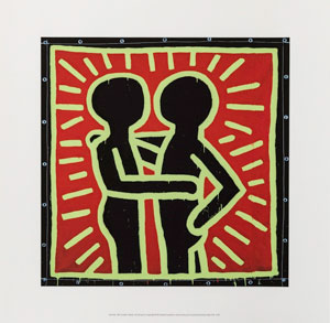 Keith Haring poster, Couple in black, red and green (1982)