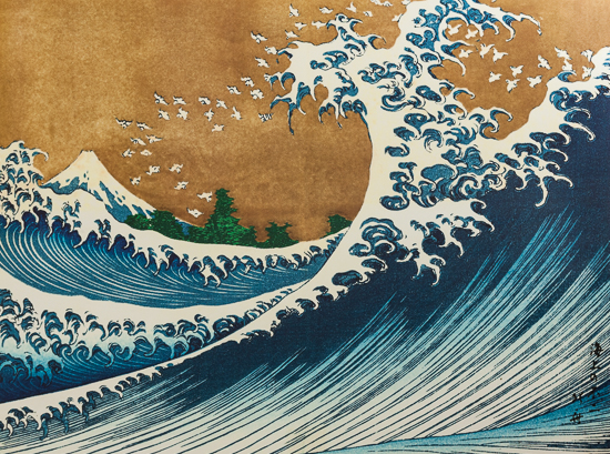 Affiche Hokusai : La grande vague de Kanagawa (ocre)