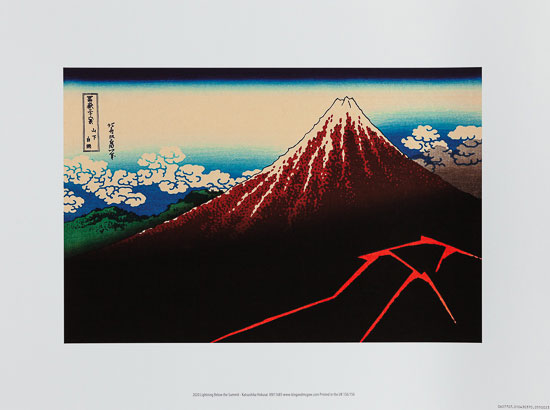 Hokusai poster print, Rainstorm Beneath the Summit, 1821