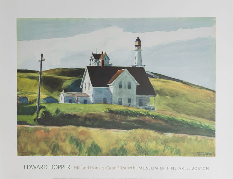 Edward Hopper poster, Hill and Houses, Cape Elizabeth, Maine (1927)