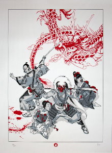 Serigrafia firmata Hub, Il combattimento del Drago