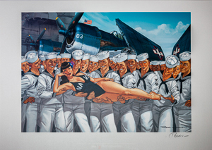 Romain Hugault signed poster, Navy
