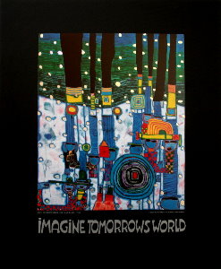Affiche Hundertwasser, Imagine Tomorrows World (Blue)
