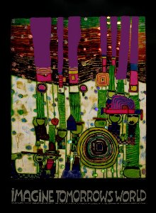 Hundertwasser Fine Art Print, Imagine Tomorrows World (Green)