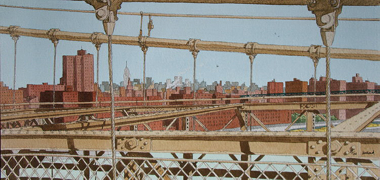 Stampa firmata André Juillard, Brooklyn Bridge