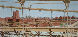 Lámina firmada Juillard, Brooklyn Bridge
