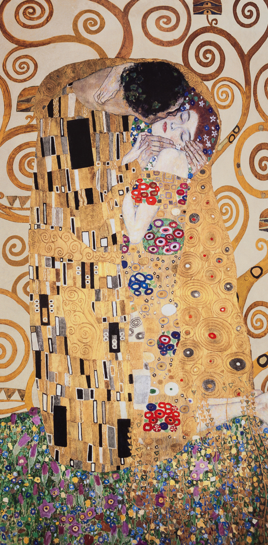 Affiche Gustav Klimt : Le baiser (tons clairs)