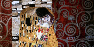 Gustav Klimt poster, Composition : The kiss (Silver)