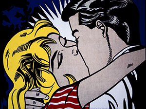 Roy Lichtenstein print, Kiss II (1962)