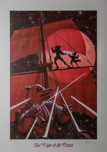 Affiche signée Jean Luc Masbou, De Cape et de Crocs : Lune rouge