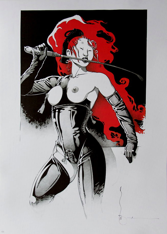 Marc Michetz signed Art print, Fond rouge et noir