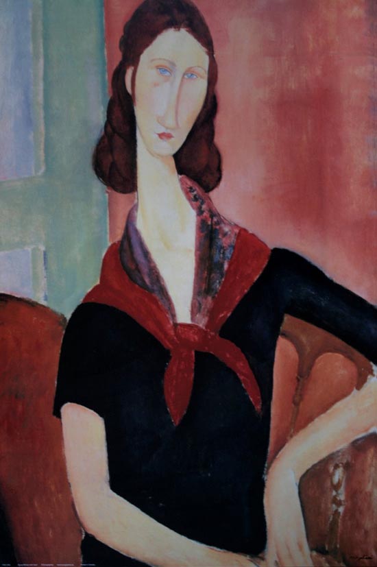 Lámina Amedeo Modigliani, Jeanne Hebuterne con pañuelo, 1919