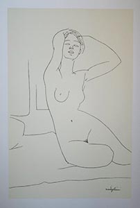 Serigrafía Modigliani, Desnudo con los brazos levantados, 1917