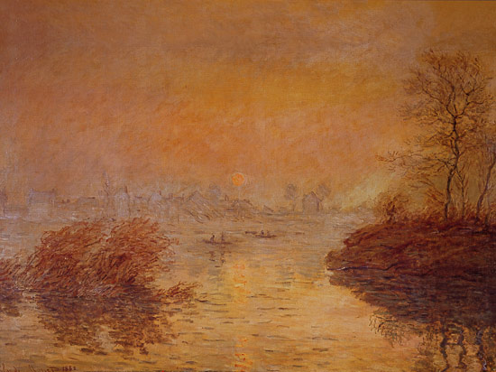 Affiche Claude Monet : Soleil couchant sur la Seine à Lavacourt
