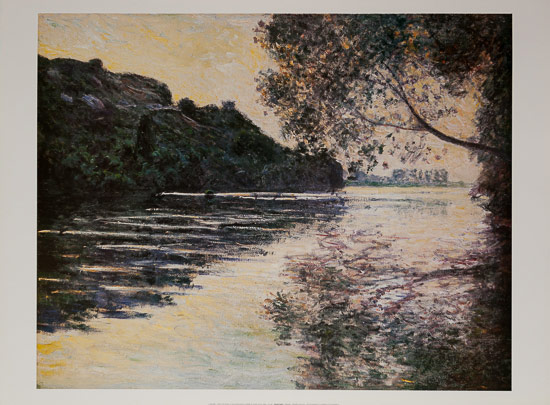 Lámina Claude Monet, Sunset Effect on the Seine at Port-villez, 1883