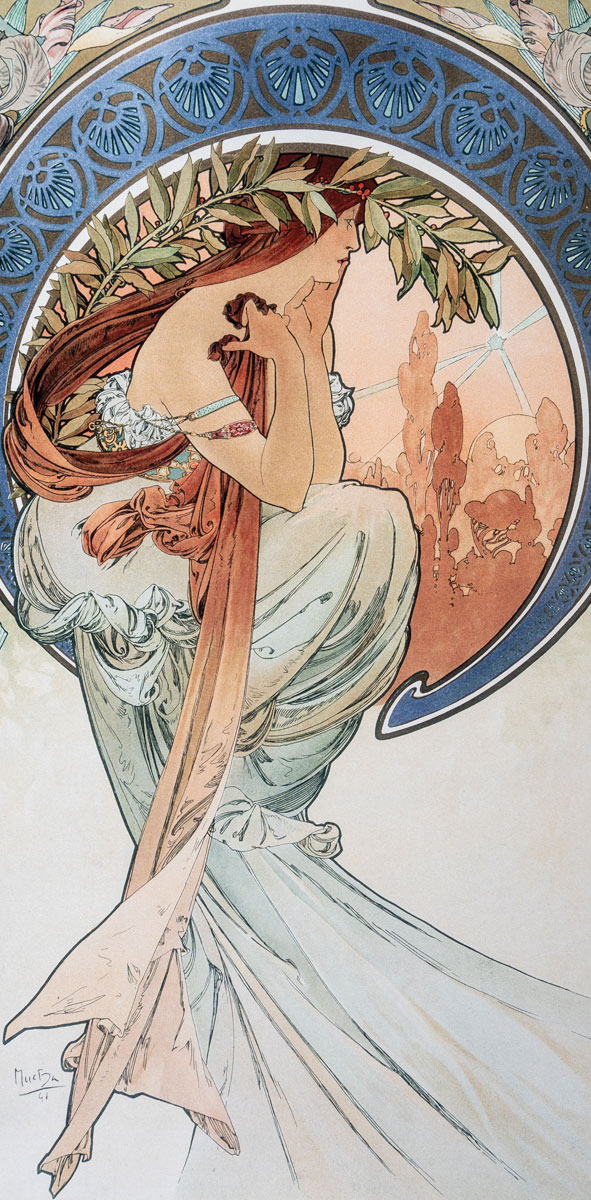 Alphonse Mucha poster, The Arts : Poetry