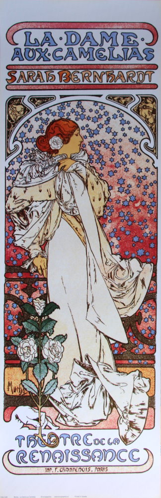 Alphonse Mucha poster, La Dame aux Camélias