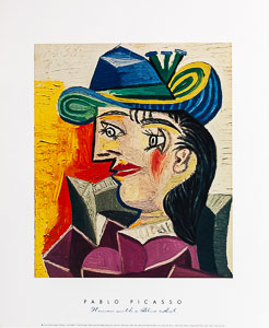 Lámina Picasso, Mujer con sombrero azul (1938)