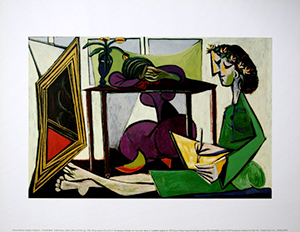 Affiche Picasso, Jeune fille dessinant dans un intérieur, 1935