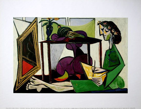 Stampa Pablo Picasso, Interno con ragazza che disegna, 1935