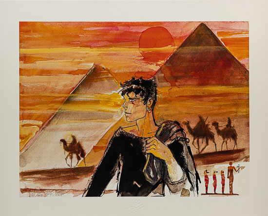 Hugo Pratt Fine Art Pigment Print, Corto pyramides