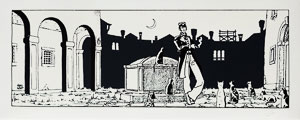 Serigrafia Hugo Pratt : Theâtre et les chats (Fable de Venise)