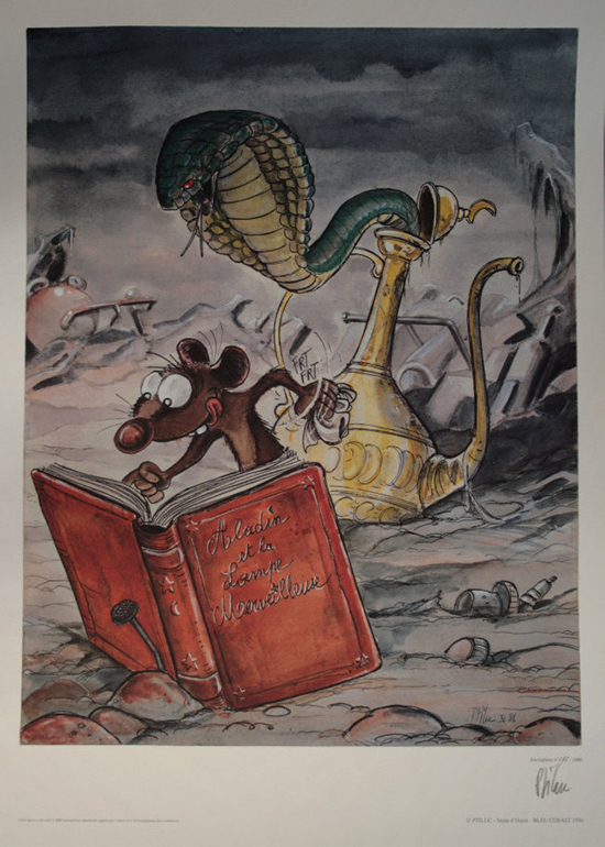 Ptiluc : Aladin : affiche d'Art signe 70 x 50 cm numrote
