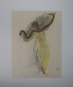 Lámina Rodin, Bailarinas camboyanas VII,1906