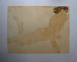 Sérigraphie Auguste Rodin, Femme nue allongée sur le ventre