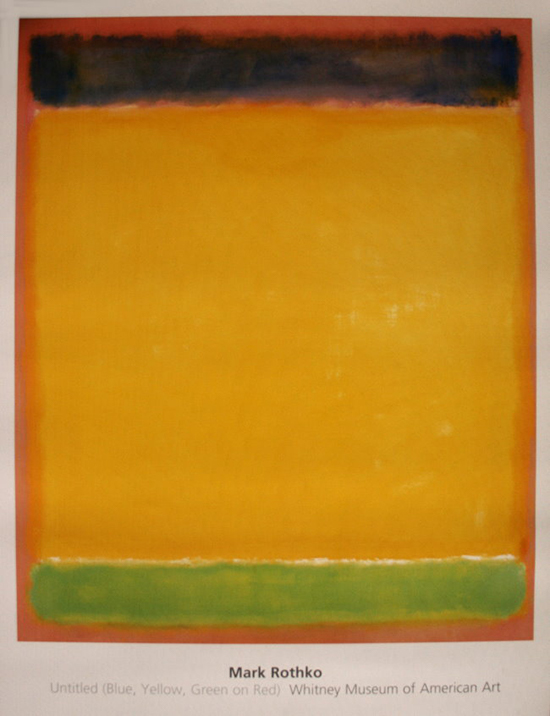 Mark Rothko poster print, Blue, yellow, green on red