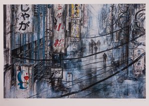 Luis Royo & Romulo Royo signed Fine Art Pigment Print, Tokio 2038