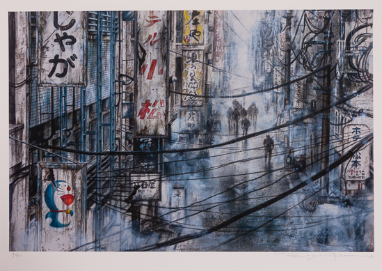 Estampe pigmentaire signée de Luis Royo & Romulo Royo : Tokio 2038