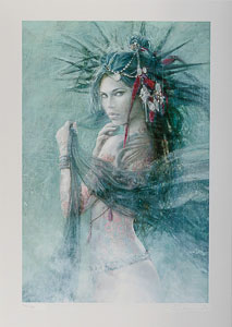 Luis Royo signed Fine Art Pigment Print, Skull and Roses