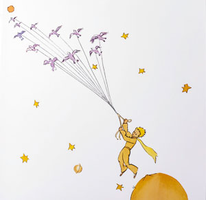 Lámina Saint Exupéry, Little Prince, Flight to the stars