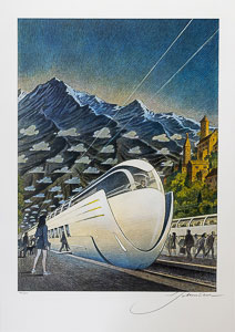 François Schuiten signed Fine Art print, Futura Train