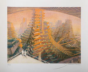 Schuiten Signed Fine Art Pigment Print, Mars - Les villes imaginaires