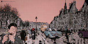 Jacques Tardi poster : Nestor Burma dans le 4e Arrondissement de Paris
