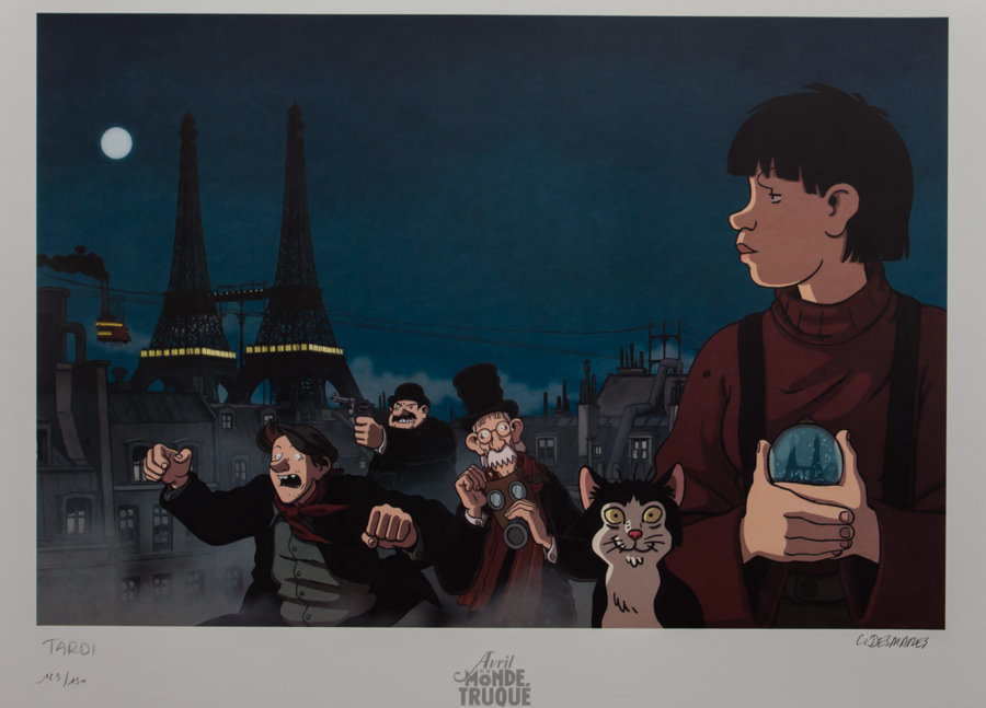Affiche signée de Jacques Tardi : Avril et le monde truqué