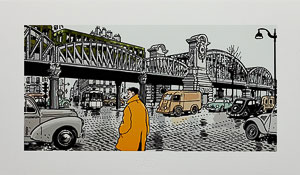 Estampe Pigmentaire Jacques Tardi : Nestor Burma dans le 18e Arrondissement de Paris