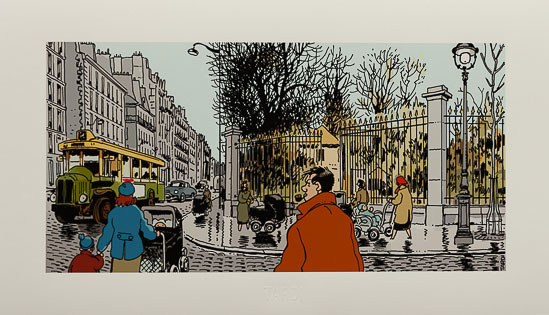 Estampe pigmentaire Jacques Tardi : Nestor Burma dans le 6e Arrondissement de Paris