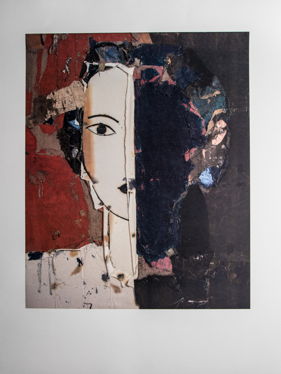 Manolo Valdés poster print, Retrato con medio rostro azul