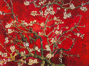 Stampa Van Gogh, Ramo di mandorlo in fiore (rosso)