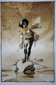 Olivier Vatine Signed Print, Femme Pirate
