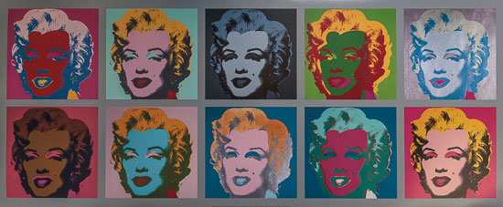 Andy Warhol poster print, 10 Marilyns
