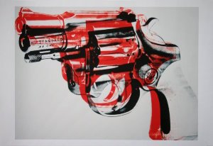 Andy Warhol poster, Gun (black, red, white), 1982