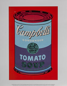 Andy Warhol poster, Soupe Campbell, 1965 (blue & purple)