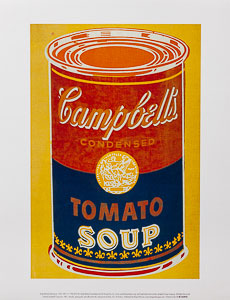 Andy Warhol poster, Soupe Campbell, 1965 (red & blue)