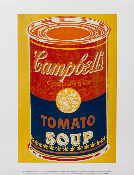 Andy Warhol poster print, Campbell's Soup Can, 1965 (red & blue)