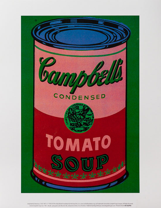 Andy Warhol poster print, Campbell's Soup Can, 1965 (red & green)