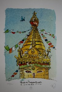 Affiche d'Art signée Zep, Népal 2015